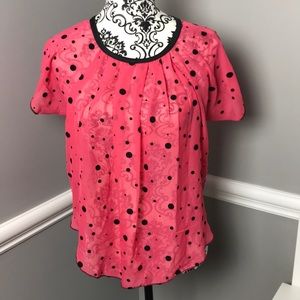 Diva girls size sheer pink polka dot tee